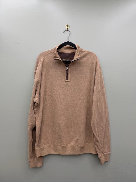 Cremieux Other - Cremieux 100% Cotton Quarter Zip Sweater Pullover Elbow Patches Tan L XL